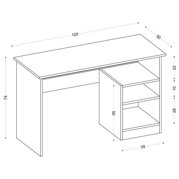 Bureau d'étude - BAHAR - Blanc - 120 x 74 x 50 cm