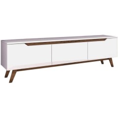 Meuble TV - D1 - Blanc / Noyer - 180 x 49 x 35 cm