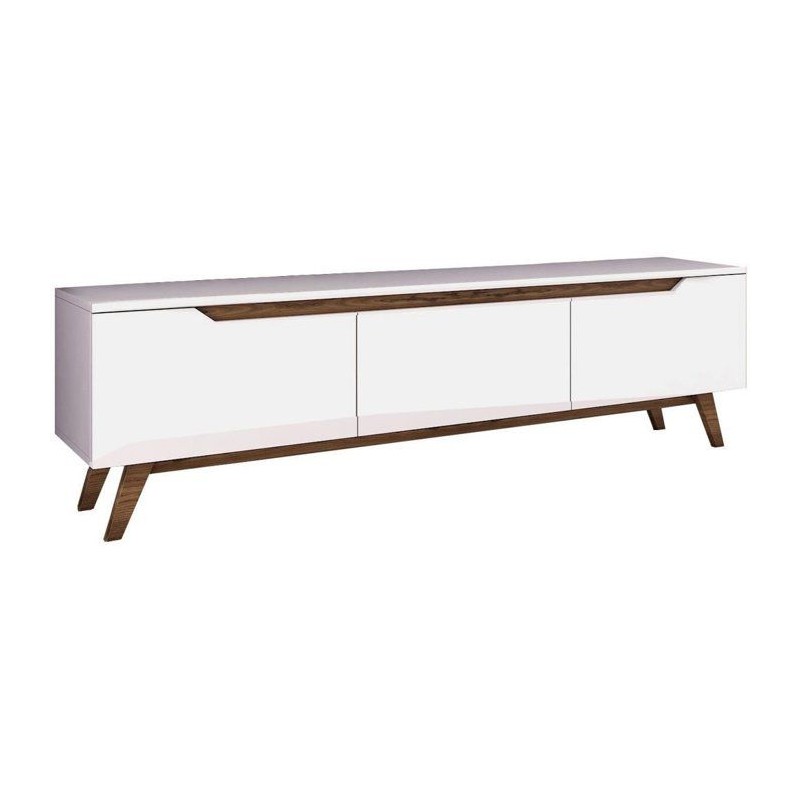 Meuble TV - D1 - Blanc / Noyer - 180 x 49 x 35 cm
