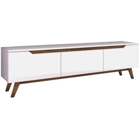 Meuble TV - D1 - Blanc / Noyer - 180 x 49 x 35 cm