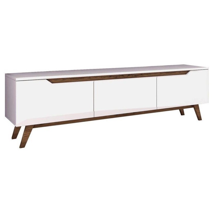 Meuble TV - D1 - Blanc / Noyer - 180 x 49 x 35 cm