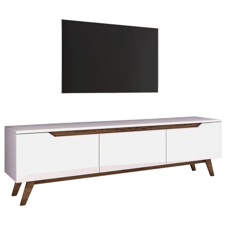 Meuble TV - D1 - Blanc / Noyer - 180 x 49 x 35 cm