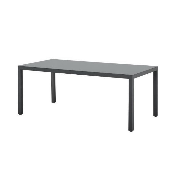 Ensemble repas de jardin : Table 180 cm + 8 chaises - Structure aluminium - Plateau verre trempé - Gris Ensemble repas de jardin : Table 180 cm + 8 chaises - Structure aluminium - Plateau verre trempé - Gris