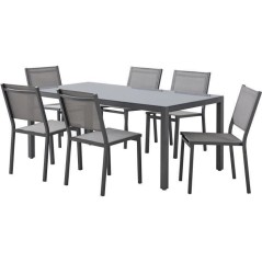 Ensemble repas table de jardin 6 personnes : Table + 6 chaises - Struc