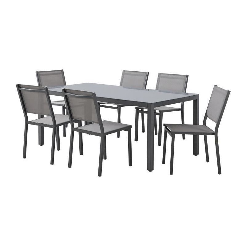 Ensemble repas table de jardin 6 personnes : Table + 6 chaises - Struc