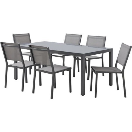 Ensemble repas table de jardin 6 personnes : Table + 6 chaises - Struc