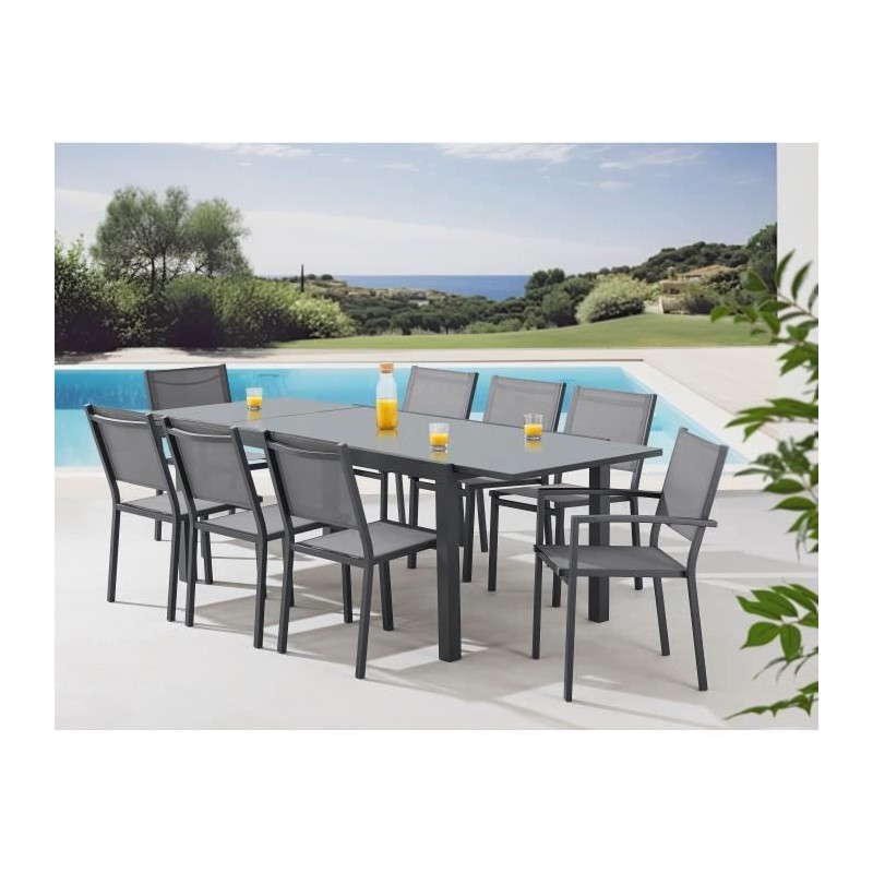 Ensemble repas de jardin 6 a 8 personnes : Table extensible 180-240 cm