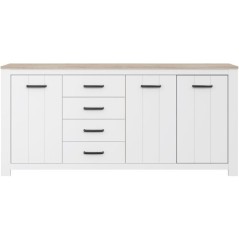 Enfilade - ELARA - Chene / Blanc mat - 3 portes - 4 tiroirs - 206 x 42