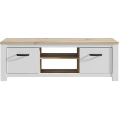Meuble TV - ELARA - Chene / Blanc mat - 161,4 x 42,2 x 54,1 cm