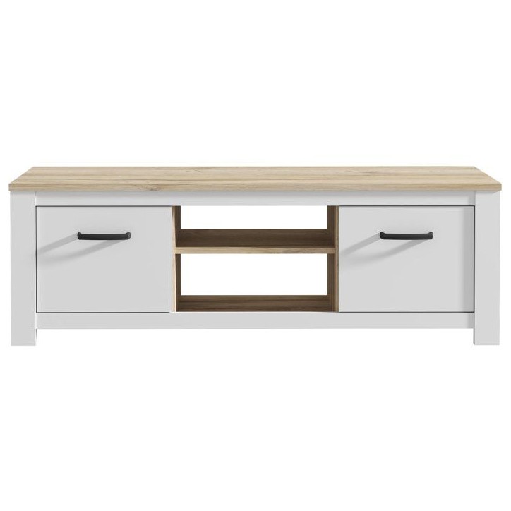 Meuble TV - ELARA - Chene / Blanc mat - 161,4 x 42,2 x 54,1 cm