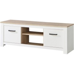 Meuble TV - ELARA - Chene / Blanc mat - 161,4 x 42,2 x 54,1 cm
