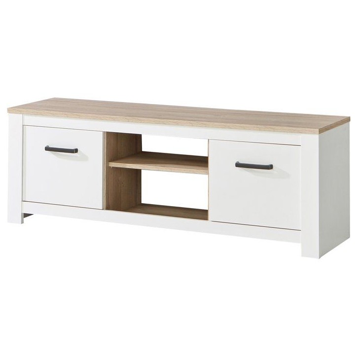 Meuble TV - ELARA - Chene / Blanc mat - 161,4 x 42,2 x 54,1 cm