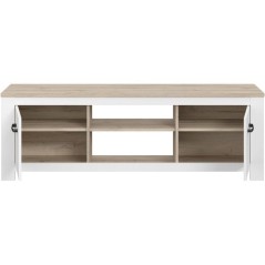 Meuble TV - ELARA - Chene / Blanc mat - 161,4 x 42,2 x 54,1 cm