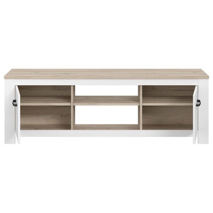 Meuble TV - ELARA - Chene / Blanc mat - 161,4 x 42,2 x 54,1 cm