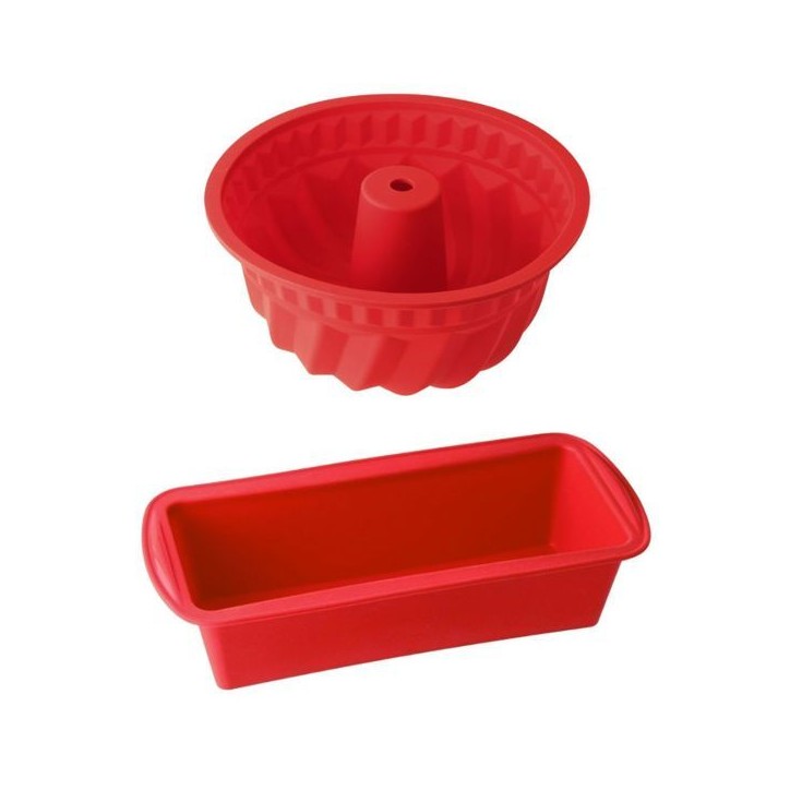 Moule a kougelhopf et moule a cakes en silicone - DR oeTKER - Flexxibel Love - Rouge