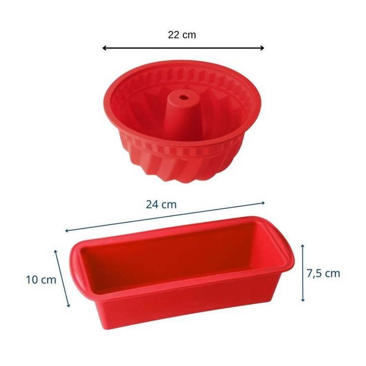 Moule a kougelhopf et moule a cakes en silicone - DR oeTKER - Flexxibel Love - Rouge