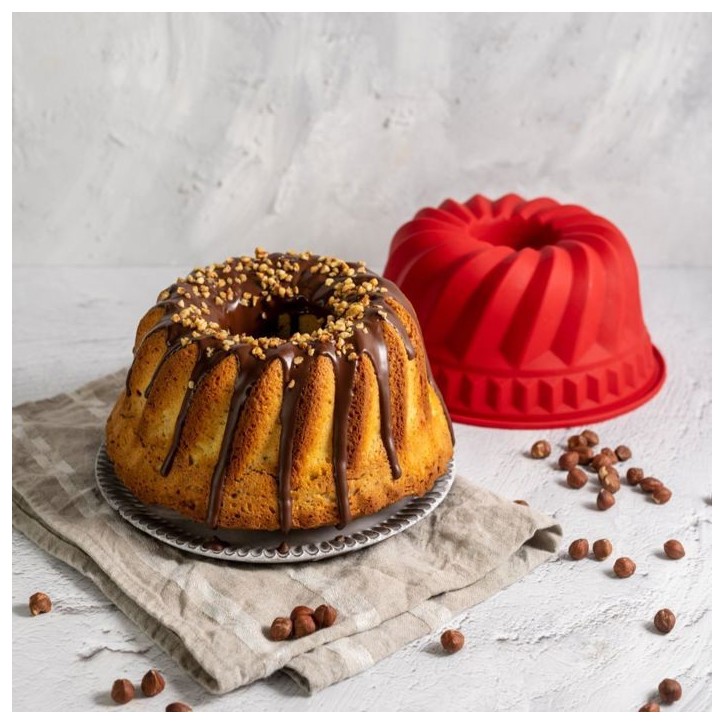 Moule a kougelhopf et moule a cakes en silicone - DR oeTKER - Flexxibel Love - Rouge