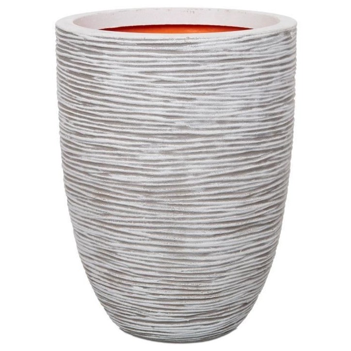 CAPI EUROPE Pot de fleurs élégant bas RIB NL - 46x58 cm - Ivoire CAPI EUROPE Pot de fleurs élégant bas RIB NL - 46x58 cm - Ivoire