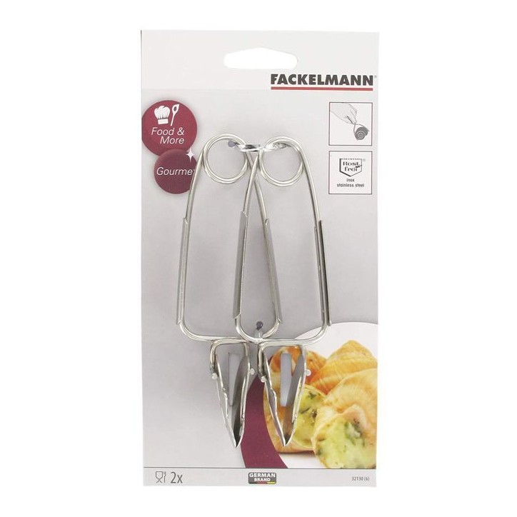 Lot de 6 pinces a escargots - FACKELMANN - Acier inoxydable Lot de 6 pinces a escargots - FACKELMANN - Acier inoxydable