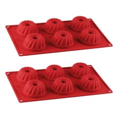 Lot de 2 moules a kougelhofs 6 empreintes - DR oeTKER - Flexxibel Love