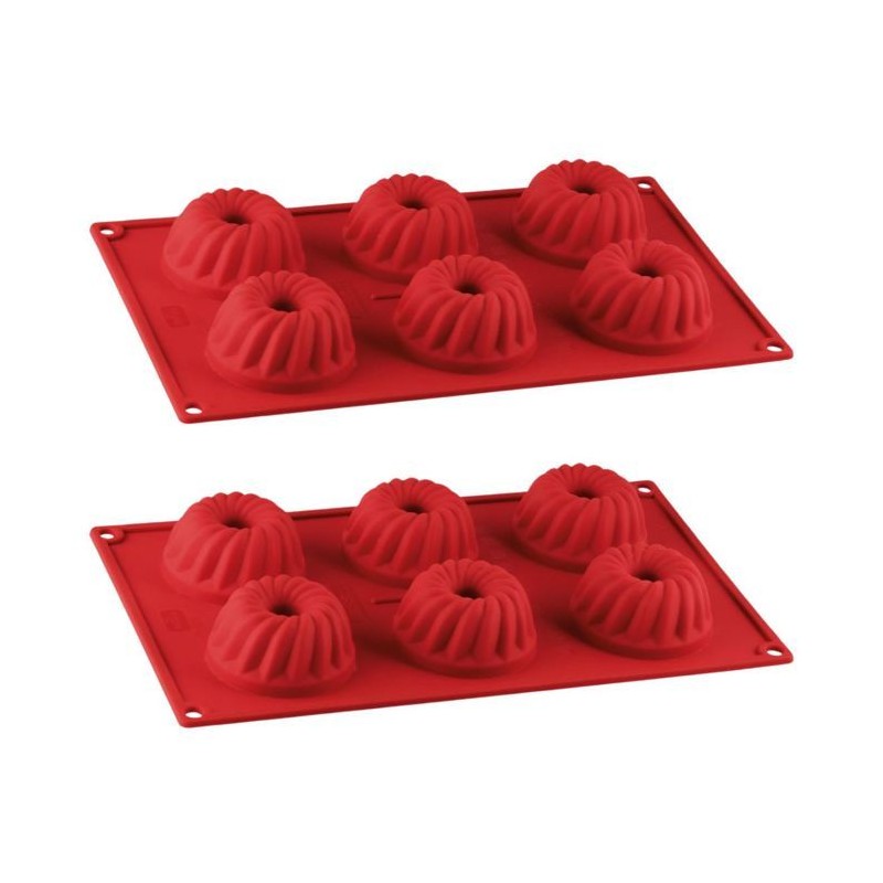 Lot de 2 moules a kougelhofs 6 empreintes - DR oeTKER - Flexxibel Love