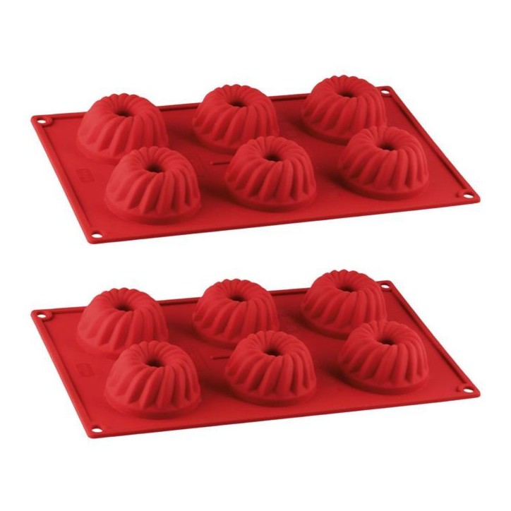 Lot de 2 moules a kougelhofs 6 empreintes - DR oeTKER - Flexxibel Love - 30 x 18 cm