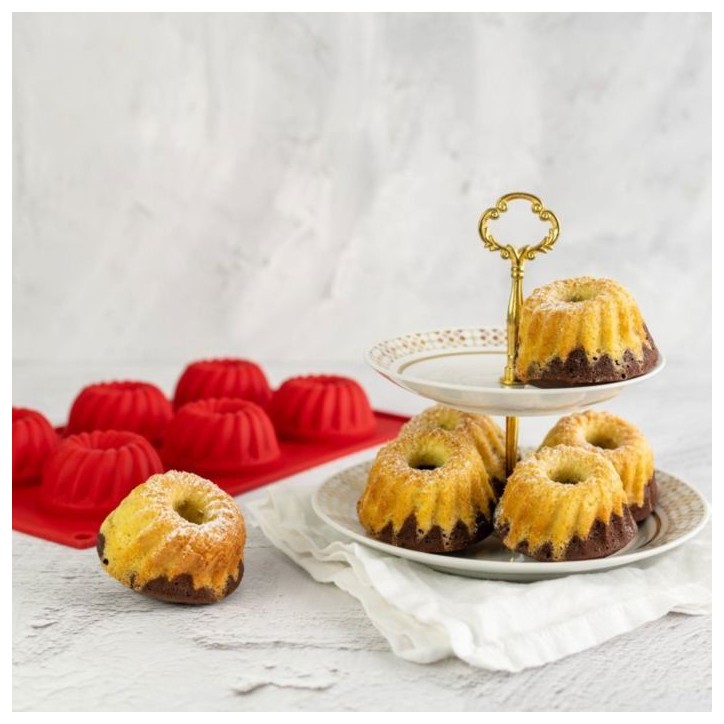 Lot de 2 moules a kougelhofs 6 empreintes - DR oeTKER - Flexxibel Love - 30 x 18 cm