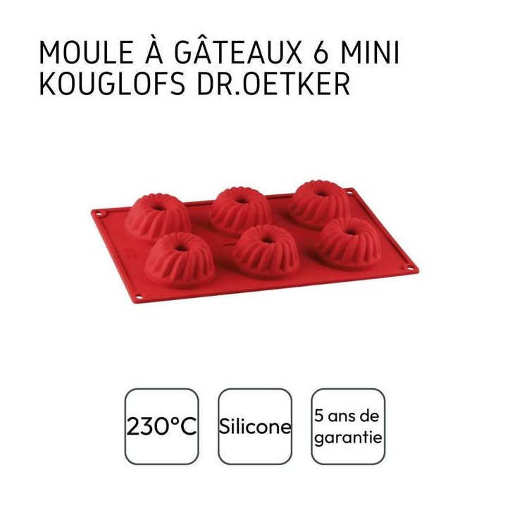 Lot de 2 moules a kougelhofs 6 empreintes - DR oeTKER - Flexxibel Love - 30 x 18 cm