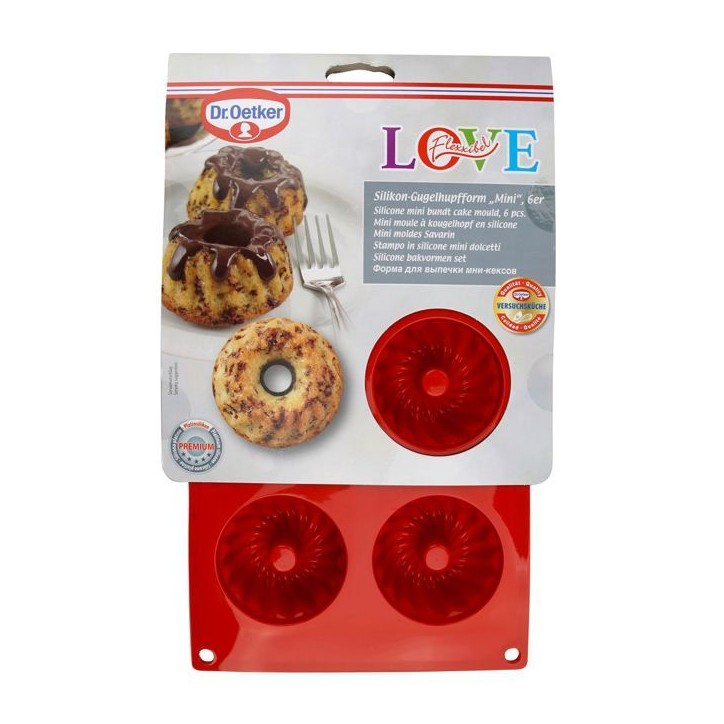 Lot de 2 moules a kougelhofs 6 empreintes - DR oeTKER - Flexxibel Love - 30 x 18 cm