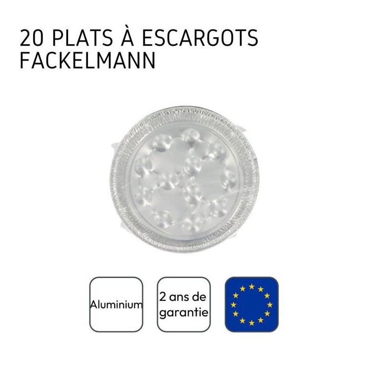 Lot de 2 packs de 10 plats a escargots - FACKELMANN - Aluminium - 17,5 cm
