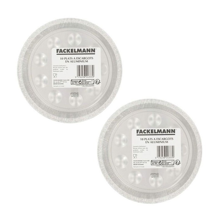 Lot de 2 packs de 10 plats a escargots - FACKELMANN - Aluminium - 17,5 cm