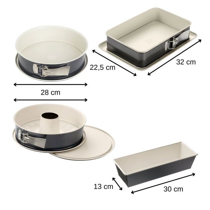 Ensemble de 4 moules a gâteaux de formes différentes de 28 a 32 cm - DR oeTKER - Back-Trend