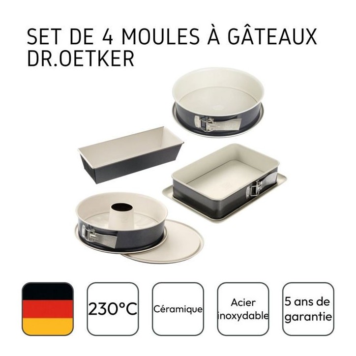 Ensemble de 4 moules a gâteaux de formes différentes de 28 a 32 cm - DR oeTKER - Back-Trend
