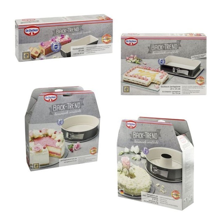 Ensemble de 4 moules a gâteaux de formes différentes de 28 a 32 cm - DR oeTKER - Back-Trend