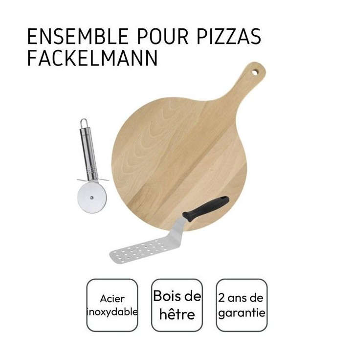Ensemble de 3 ustensiles pour pizzas - FACKELMANN Ensemble de 3 ustensiles pour pizzas - FACKELMANN