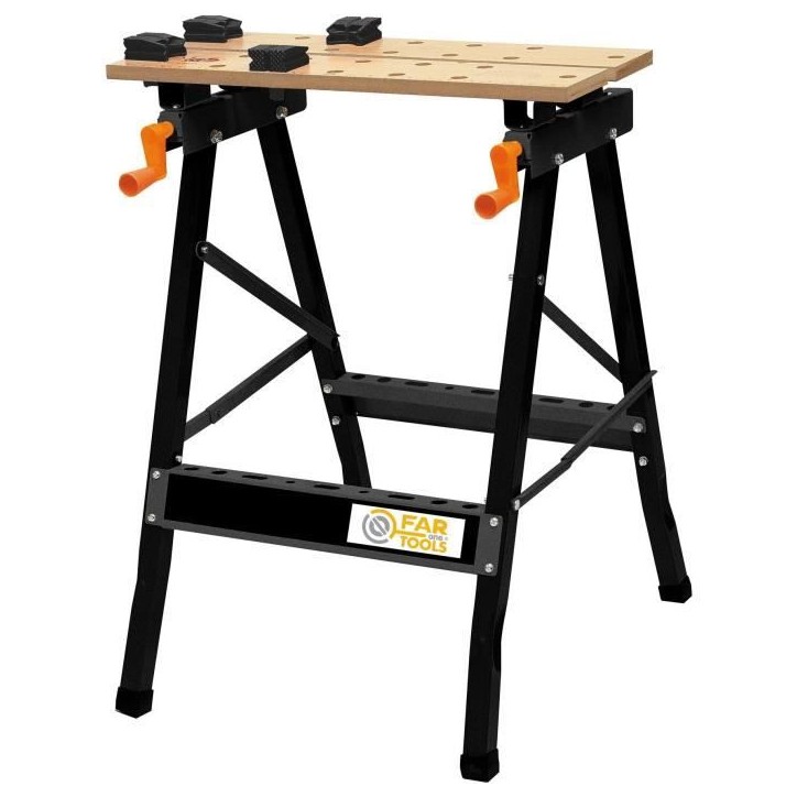 Etabli pliant bois et métal réglable FARTOOLS ONE - WB 100 - Capacité 100 kg - Hauteur 83 cm Etabli pliant bois et métal réglable FARTOOLS ONE - WB 100 - Capacité 100 kg - Hauteur 83 cm
