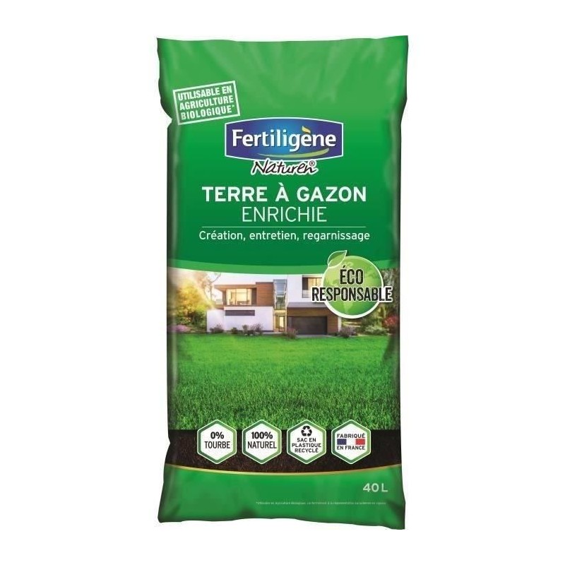 FERTILIGENE Terre a gazon enrichie responsable 40 L