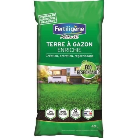 FERTILIGENE Terre a gazon enrichie responsable 40 L