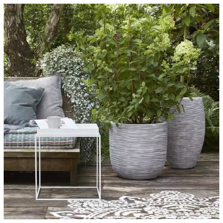 CAPI EUROPE Pot de fleurs NATURE RIB - 54x52 cm - 113 L - Ivoire