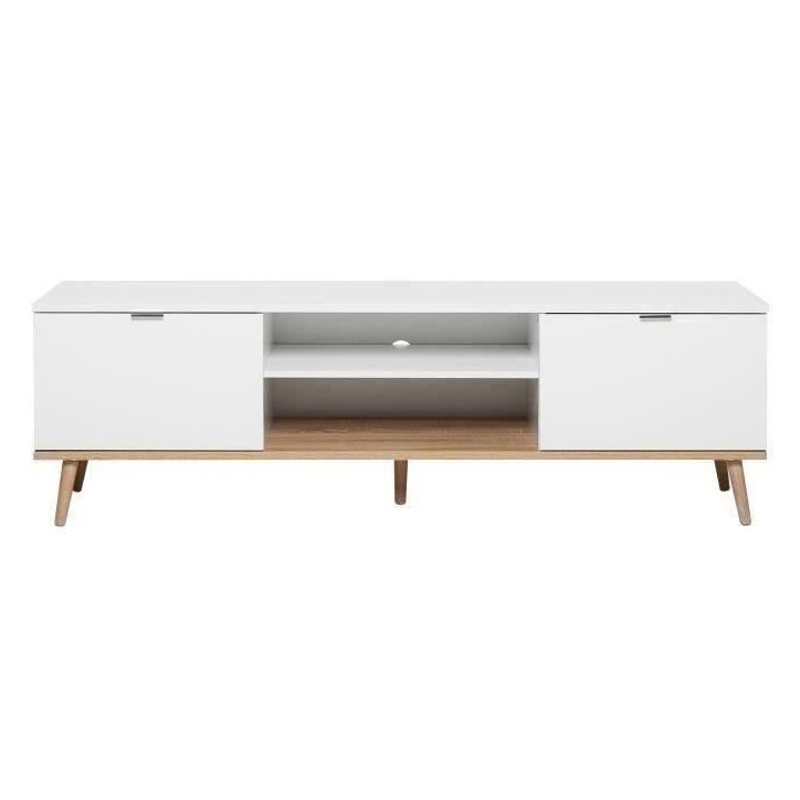 Meuble TV scandinave GÖTEBORG - Blanc - 2 Portes - L 160 x P 40 x H 50 cm Meuble TV scandinave GÖTEBORG - Blanc - 2 Portes - L 160 x P 40 x H 50 cm