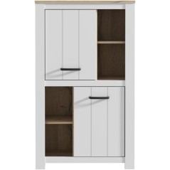 Buffet haut - ELARA - Chene / Blanc mat - 2 portes - 4 niches - 86,7 x