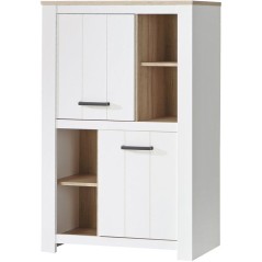 Buffet haut - ELARA - Chene / Blanc mat - 2 portes - 4 niches - 86,7 x