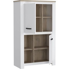 Buffet haut - ELARA - Chene / Blanc mat - 2 portes - 4 niches - 86,7 x