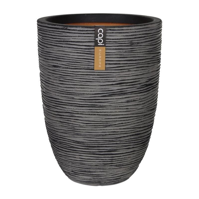 CAPI EUROPE Pot de fleurs élégant bas NATURE RIB - 46x58 cm - Anthra CAPI EUROPE Pot de fleurs élégant bas NATURE RIB - 46x58 cm - Anthra