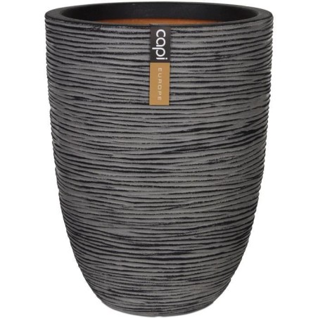 CAPI EUROPE Pot de fleurs élégant bas NATURE RIB - 46x58 cm - Anthra