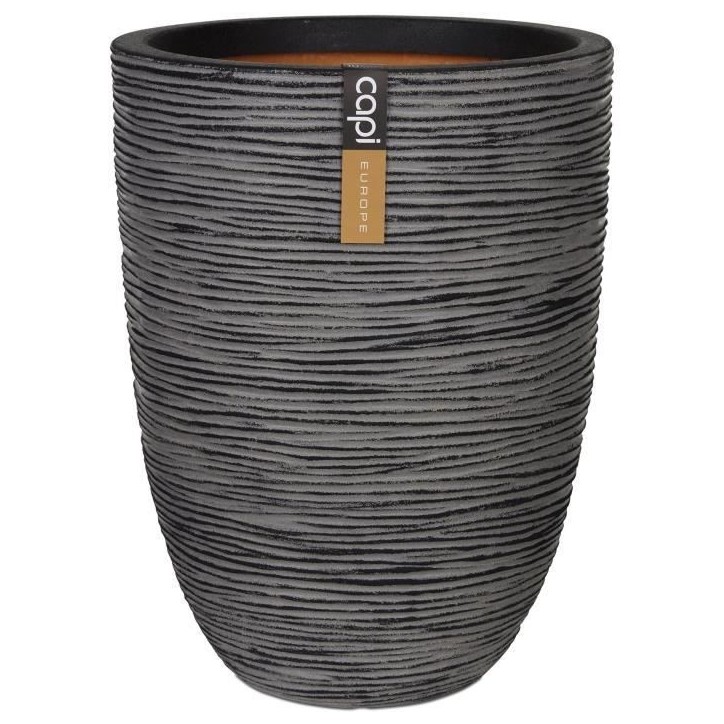 CAPI EUROPE Pot de fleurs élégant bas NATURE RIB - 46x58 cm - Anthracite CAPI EUROPE Pot de fleurs élégant bas NATURE RIB - 46x58 cm - Anthracite