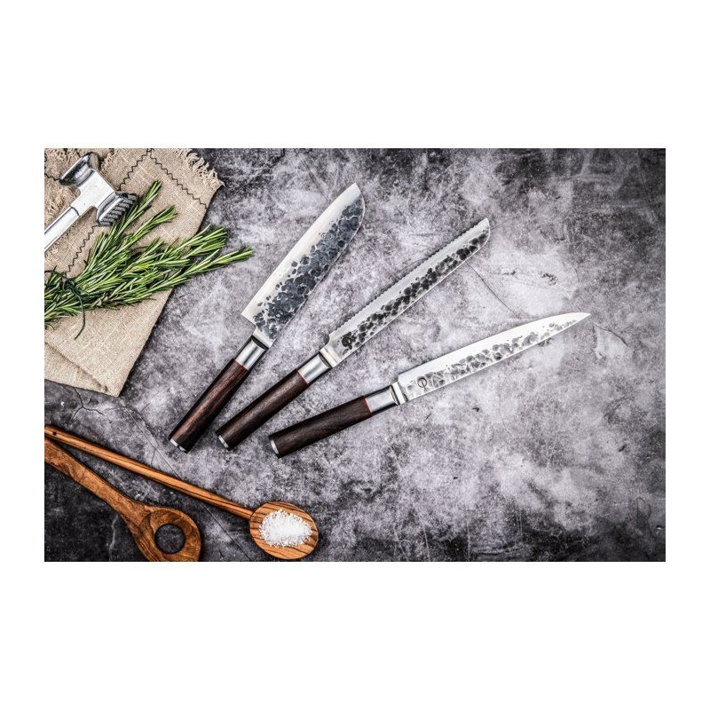 Couteau a pain - FORGED - SEBRA - Acier japonais 440C - Manche en bois