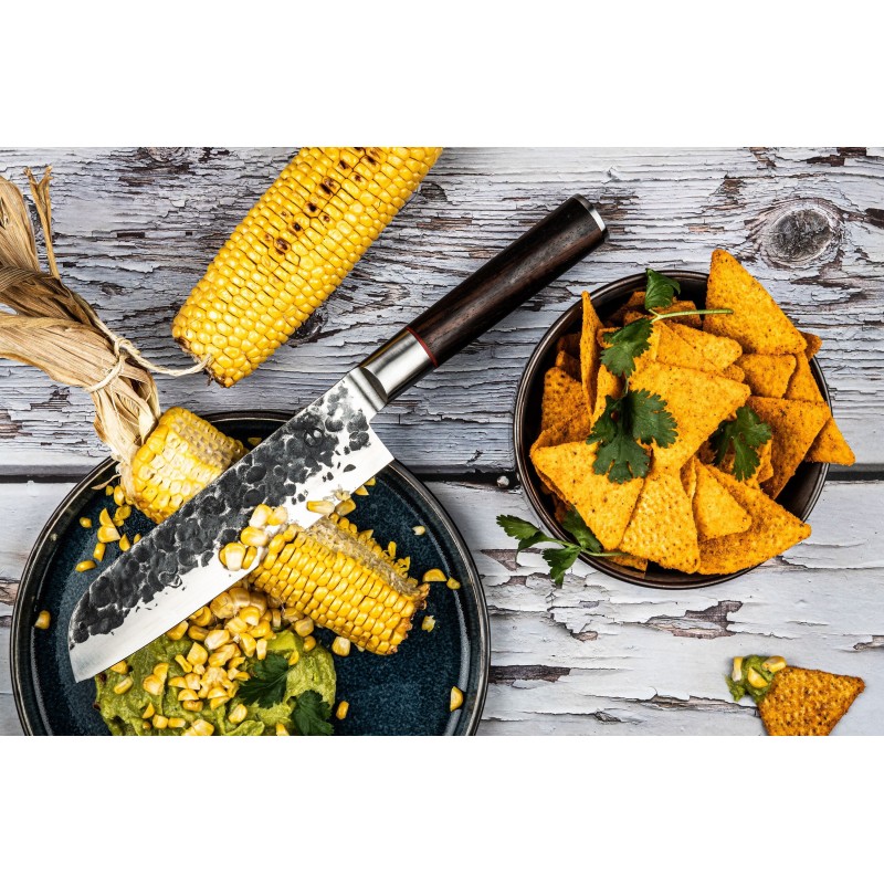 Couteau Santoku - FORGED - SEBRA - Acier japonais 440C - Manche en boi