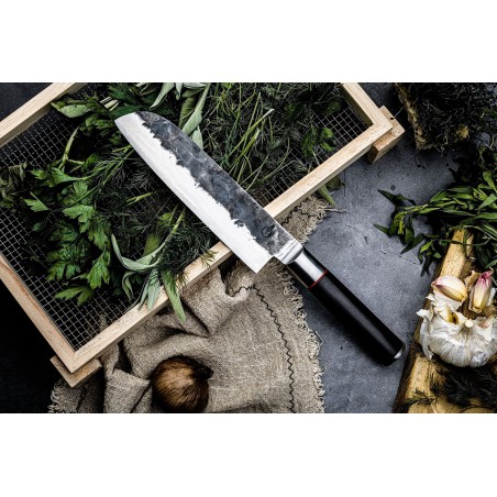 Couteau Santoku - FORGED - SEBRA - Acier japonais 440C - Manche en bois Dalbergia - L 18 cm