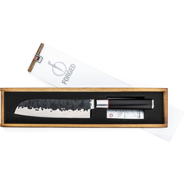 Couteau Santoku - FORGED - SEBRA - Acier japonais 440C - Manche en bois Dalbergia - L 18 cm